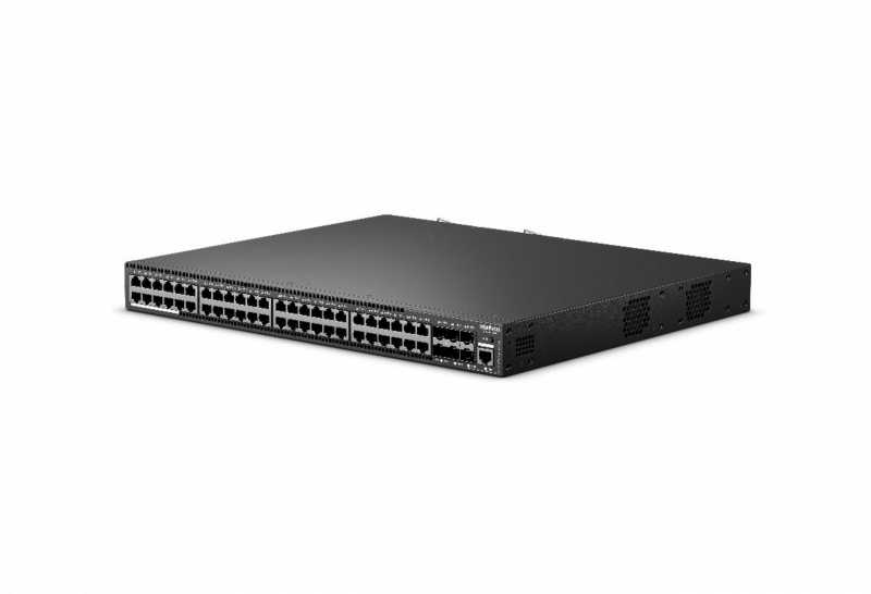 Switch gerenciável PoE 48 portas + 6 portas SFP+, de alto desempenho para camada de acesso em infraestrutura de redes empresariais. Série Switch Campus.