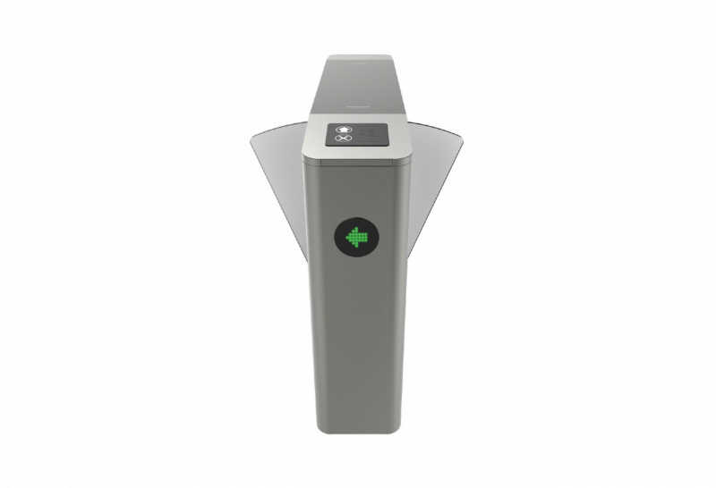 Catraca Central tipo Flap da serie 7000 em aço inox 304 para uso em ambientes internos cobertos com Flap em polímero de alta resistência.