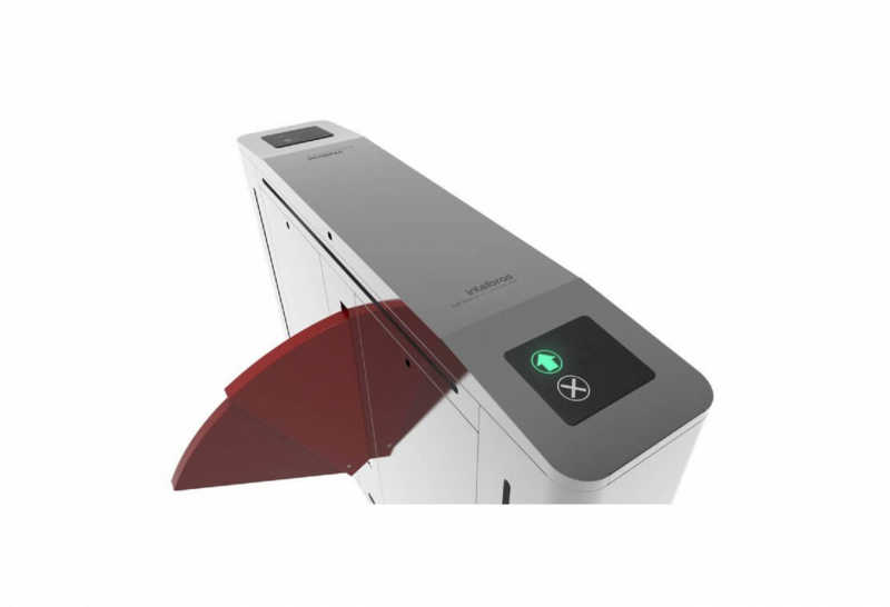 Catraca Slave Lateral tipo Flap da serie 7000 em aço inox 304 para uso em ambientes internos cobertos com Flap em polímero de alta resistência.