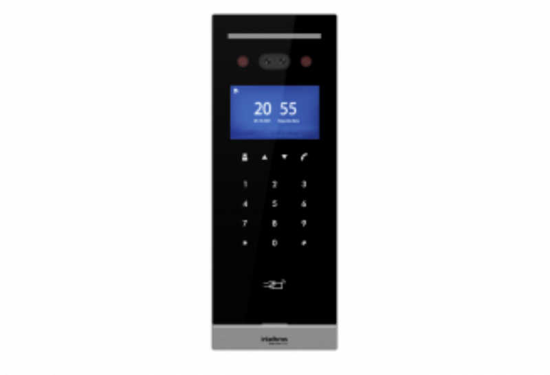 Porteiro eletrônico com reconhecimento facial e câmera integrada para chamadas de vídeo, perfeito para condomínios, exclusivo para uso no sistema SVIP 2000.