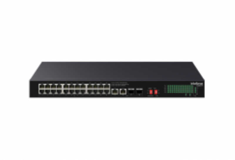 Conta com 24 portas Gigabit Ethernet PoE e 4 portas Uplink Gigabit, sendo duas delas SFP. Oferece mais velocidade e flexibilidade para a rede.