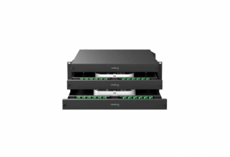 O DIO com bandeja deslizante da Intelbras garante organização e proteção para seus projetos de fibra óptica. O início de sua rede com a confiança que o cabo