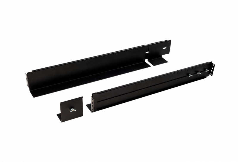 O trilho fixo metálico de altura 2U para racks padrão 19 de 770 a 1170 mm é de fácil instalação e suporta até 60 kg de carga.
