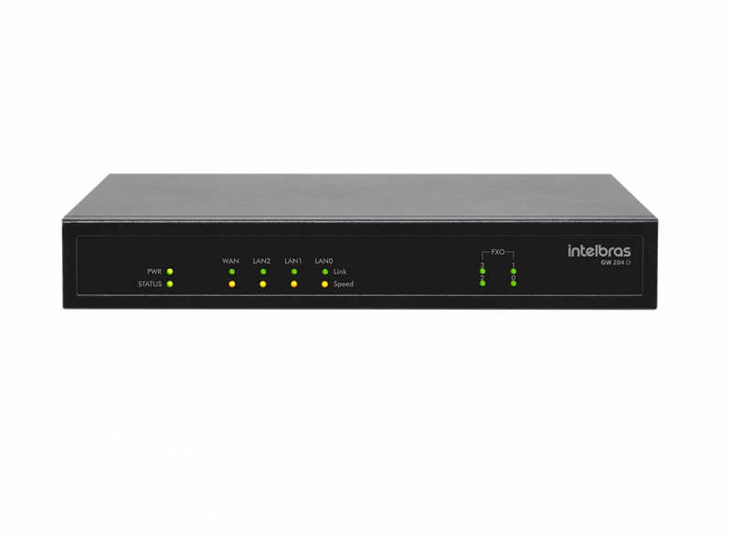 4 portas FXO, ideal para conectar linhas analógicas e transformar o sistema analógico em VoIP sem a necessidade de alterar a estrutura.