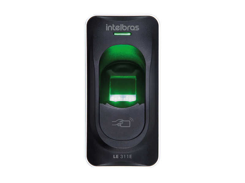 O leitor LE 311 E é um dispositivo auxiliar de controle de acesso, com autenticação por cartão de proximidade ou biometria digital
