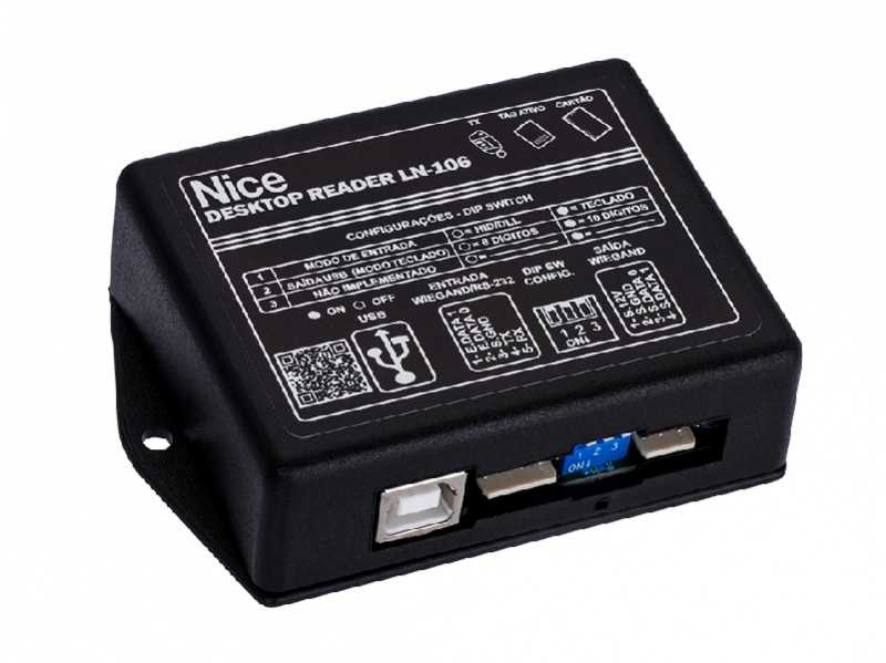 O Leitor de Mesa USB  Desktop Reader  LN-106 foi desenvolvido para auxiliar no cadastramento de controles remotos, tags ativos, cartões e chaveiros de proximidade via computador, sem que haja a necessidade de inserir manualmente o número serial do dispo