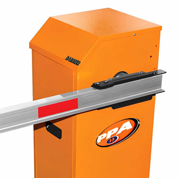 Cancela automática com gabinete de aço galvanizado com tratamento anticorrosivo e pintura eletrostática que garantem grande resistência contra a ação do tempo.